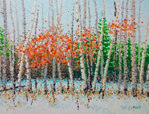 Trees by a Winter Road - 16"x12" Canvas Print